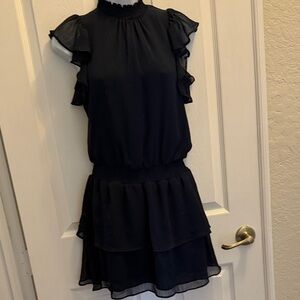 Express Women's Black Ruffle Sleeve Tiered Dress